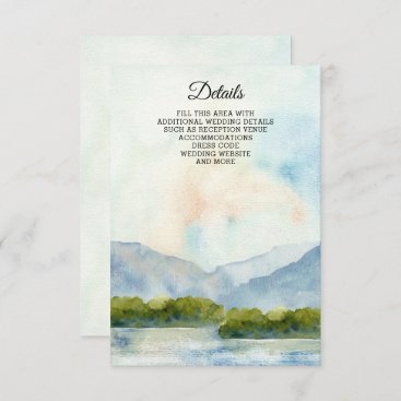 Rustic Watercolor Mountains  Lake Winter Wedding   Enclosure Card