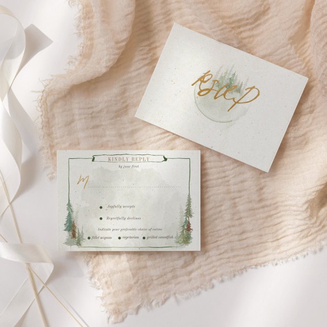 Rustic Watercolor Mountains Meal Choice RSVP Card (Creator Uploaded)