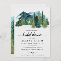 Rustic Watercolor Mountains Pine Bridal Shower Invitation