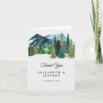 Rustic Watercolor Mountains Pine Thank You Card