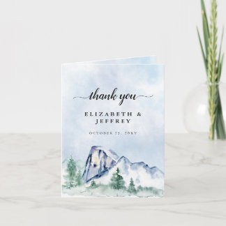 Rustic Watercolor Mountains Pine Thank You Card