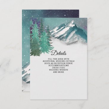 Rustic Watercolor Mountains Pine Winter Wedding  Enclosure Card