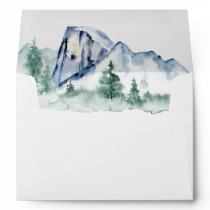 Rustic Watercolor Mountains Pine Winter Wedding Envelope
