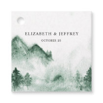 Rustic Watercolor Mountains Pine Winter Wedding  Favor Tags