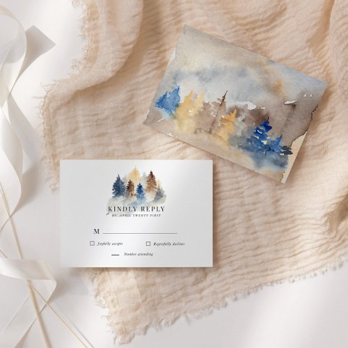 Rustic Watercolor Mountains RSVP Response Card