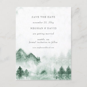 Rustic Watercolor Mountains Save The Date Announcement Postcard