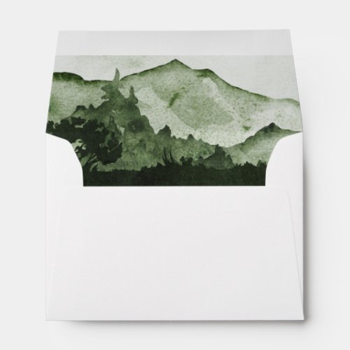 Rustic Watercolor Mountains Wedding Suite Envelope