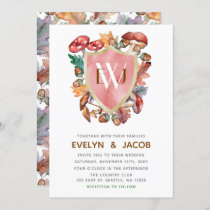 Rustic Watercolor Mushrooms Fall Wedding Invitation