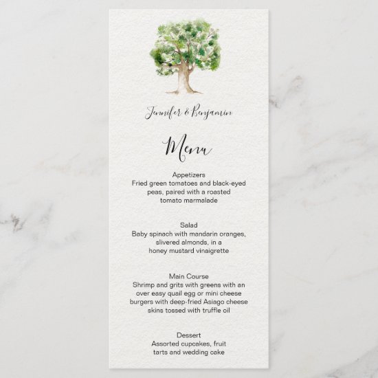 Rustic Watercolor Oak Tree | Menu