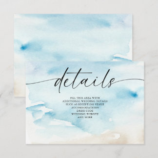 Rustic Watercolor Ocean Sea Summer Beach Wedding Enclosure Card