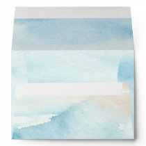 Rustic Watercolor Ocean Sea Summer Beach Wedding Envelope