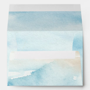 Rustic Watercolor Ocean Sea Summer Beach Wedding Envelope