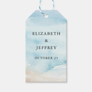 Rustic Watercolor Ocean Sea Summer Beach Wedding Gift Tags