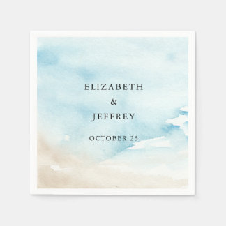 Rustic Watercolor Ocean Sea Summer Beach Wedding Napkins