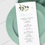 Rustic Watercolor Olive Branch Wedding Decor Menus<br><div class="desc">Designed to coordinate with my watercolor olive branch wedding stationery collection these elegant dinner menu cards can be personalized with your names and meal choices. They feature my original watercolor art and make the perfect compliment to your table settings. The word Menu is set in a modern calligraphy script in...</div>