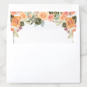 Rustic Watercolor Orange Floral Fall Wedding Envelope Liner