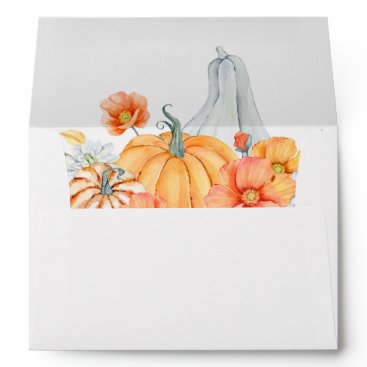 Rustic Watercolor Orange Pumpkins Fall Wedding Envelope