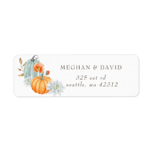 Rustic Watercolor Orange Pumpkins Fall Wedding Label