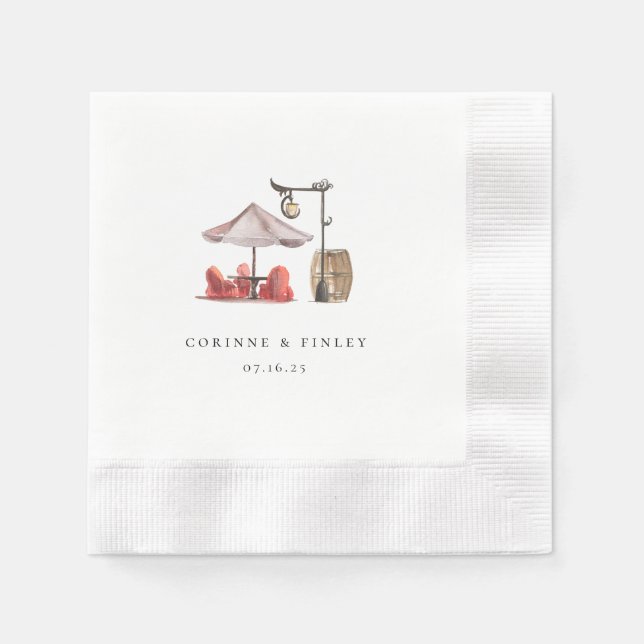 Rustic Watercolor Outdoor Venue Napkins (Front)