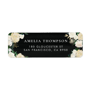 Rustic Watercolor Pale Peonies Faux Chalkboard Label
