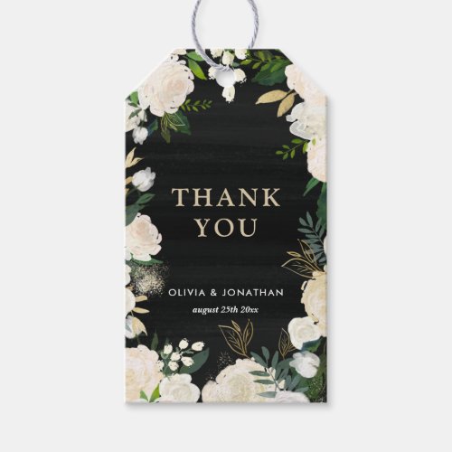 Rustic Watercolor Pale Peonies Thank You Gift Tags