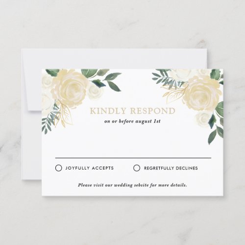 Rustic Watercolor Pale Peonies Wedding RSVP