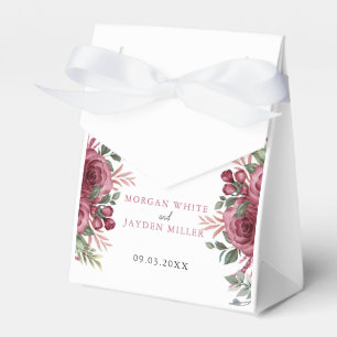 Rustic Watercolor Pastel Maroon Bloom Wedding Fav Favor Boxes