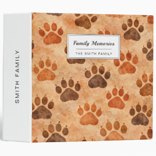 Rustic Watercolor Paw Print Pattern (1) 3 Ring Binder