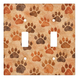 Rustic Watercolor Paw Print Pattern (1) Light Switch Cover