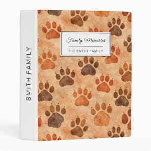 Rustic Watercolor Paw Print Pattern (1) Mini Binder