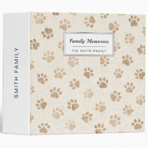 Rustic Watercolor Paw Print Pattern (2) 3 Ring Binder