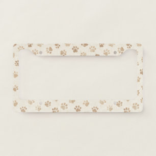 Rustic Watercolor Paw Print Pattern (2) License Plate Frame