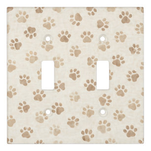 Rustic Watercolor Paw Print Pattern (2) Light Switch Cover