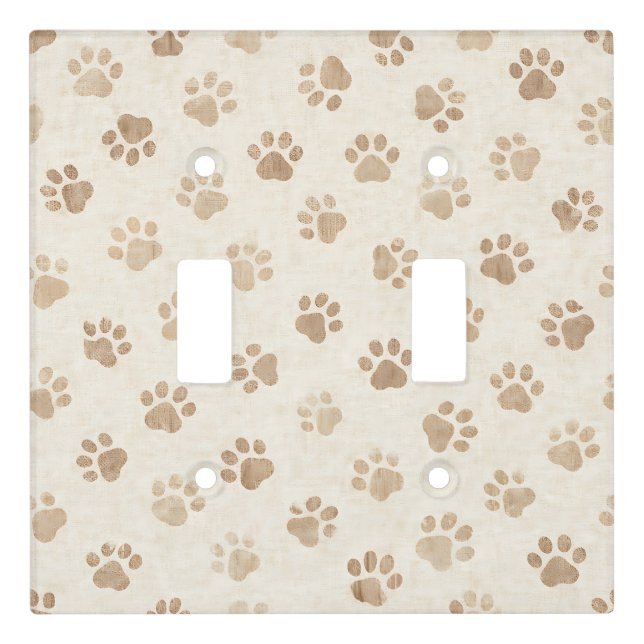Rustic Watercolor Paw Print Pattern (2) Light Switch Cover (Front)