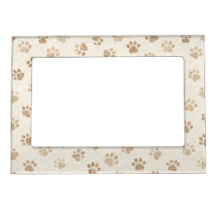 Rustic Watercolor Paw Print Pattern (2) Magnetic Frame