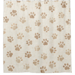 Rustic Watercolor Paw Print Pattern (2) Shower Curtain