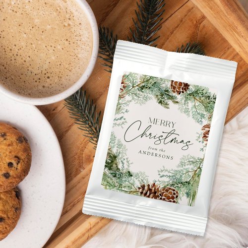 Rustic Watercolor Pine Cone Wreath Hot Chocolate Drink Mix