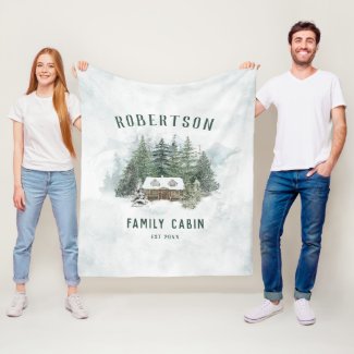 Rustic Watercolor Pine Forest Family Cabin 