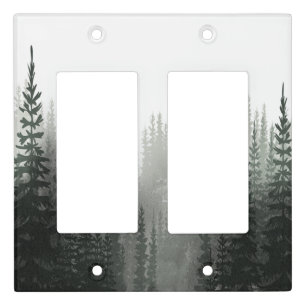 Rustic Watercolor Pine Forest Light Switch Cover