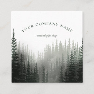 Rustic Watercolor Pine Forest Logo Square Business Square Business Card