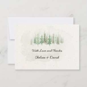 Rustic Watercolor Pine Forest Wedding Thank You