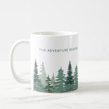 Rustic Watercolor Pine Forest Winter Wedding   Coffee Mug