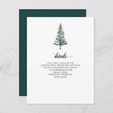 Rustic Watercolor Pine Forest Winter Wedding  Encl Enclosure Card