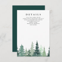 Rustic Watercolor Pine Forest Winter Wedding  Enclosure Card