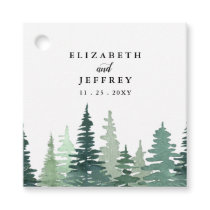 Rustic Watercolor Pine Forest Winter Wedding  Gift Favor Tags