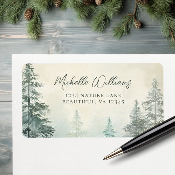 Rustic Watercolor Pine Forest Woodland Address Label by JustYourBusiness at Zazzle