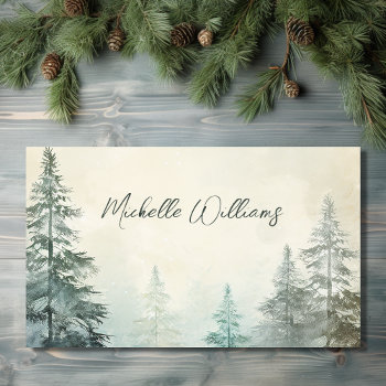 Rustic Watercolor Pine Forest Woodland Business Card by JustYourBusiness at Zazzle