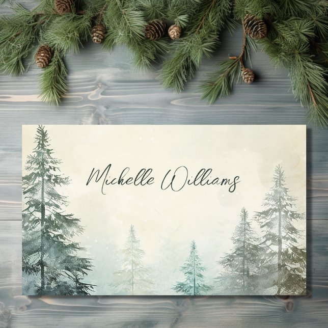 Rustic Watercolor Pine Forest Woodland Business Card (Front - Rustic Watercolor Pine Forest Woodland Business Card)