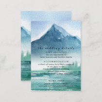 Rustic Watercolor Pine Mountains Lake Wedding Enclosure Card