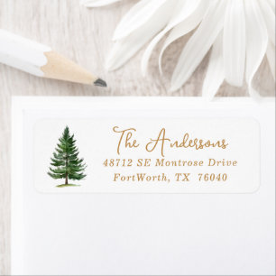 Rustic Watercolor Pine Tree Return Address Label